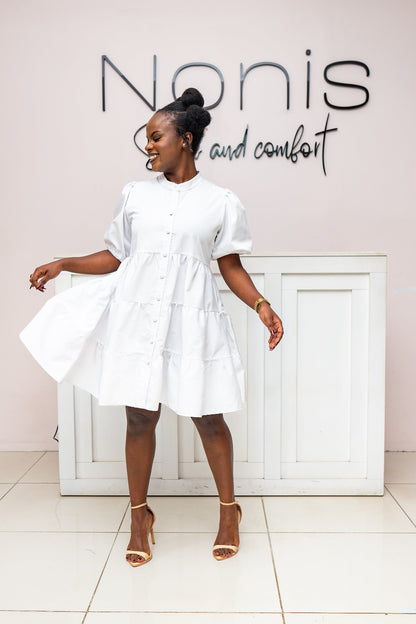 Noor button-down dress - White