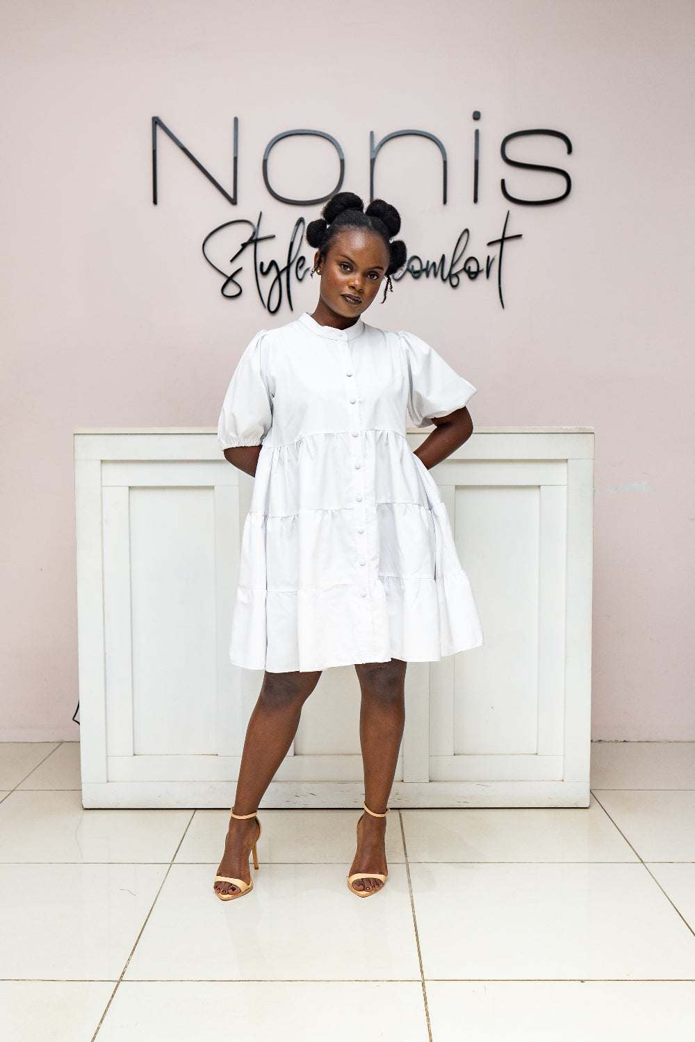 Noor button-down dress - White