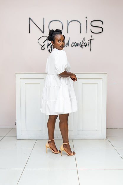 Noor button-down dress - White