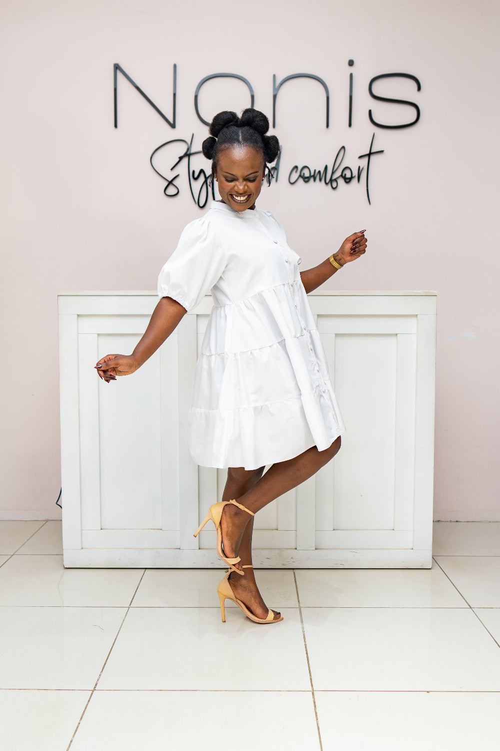 Noor button-down dress - White