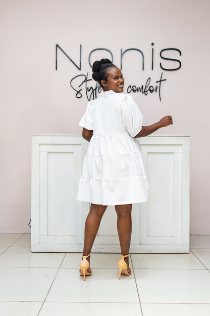 Noor button-down dress - White