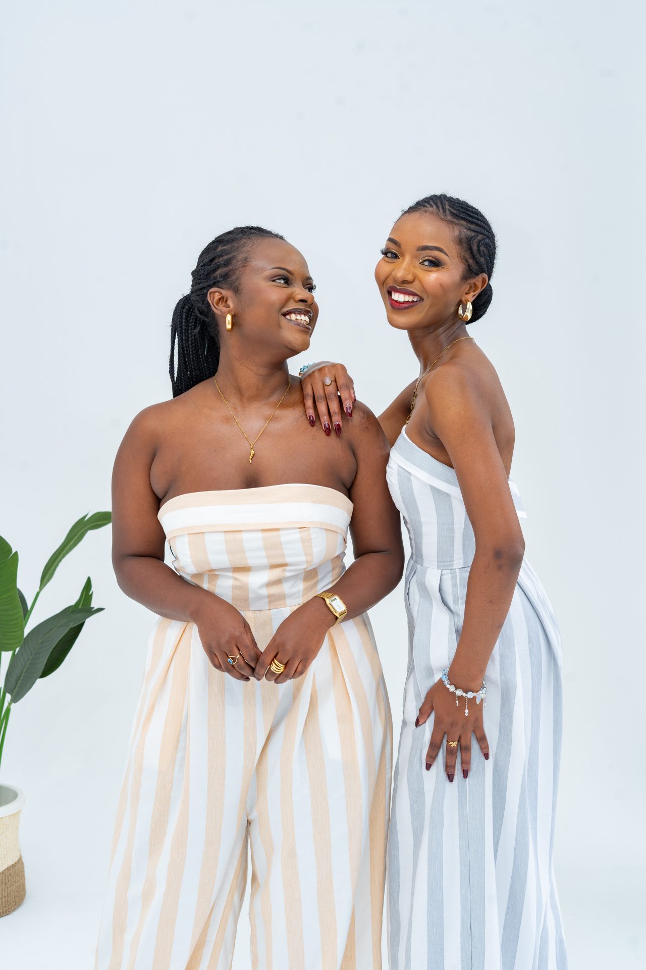 Pastel Striped Jumpsuit - Khaki