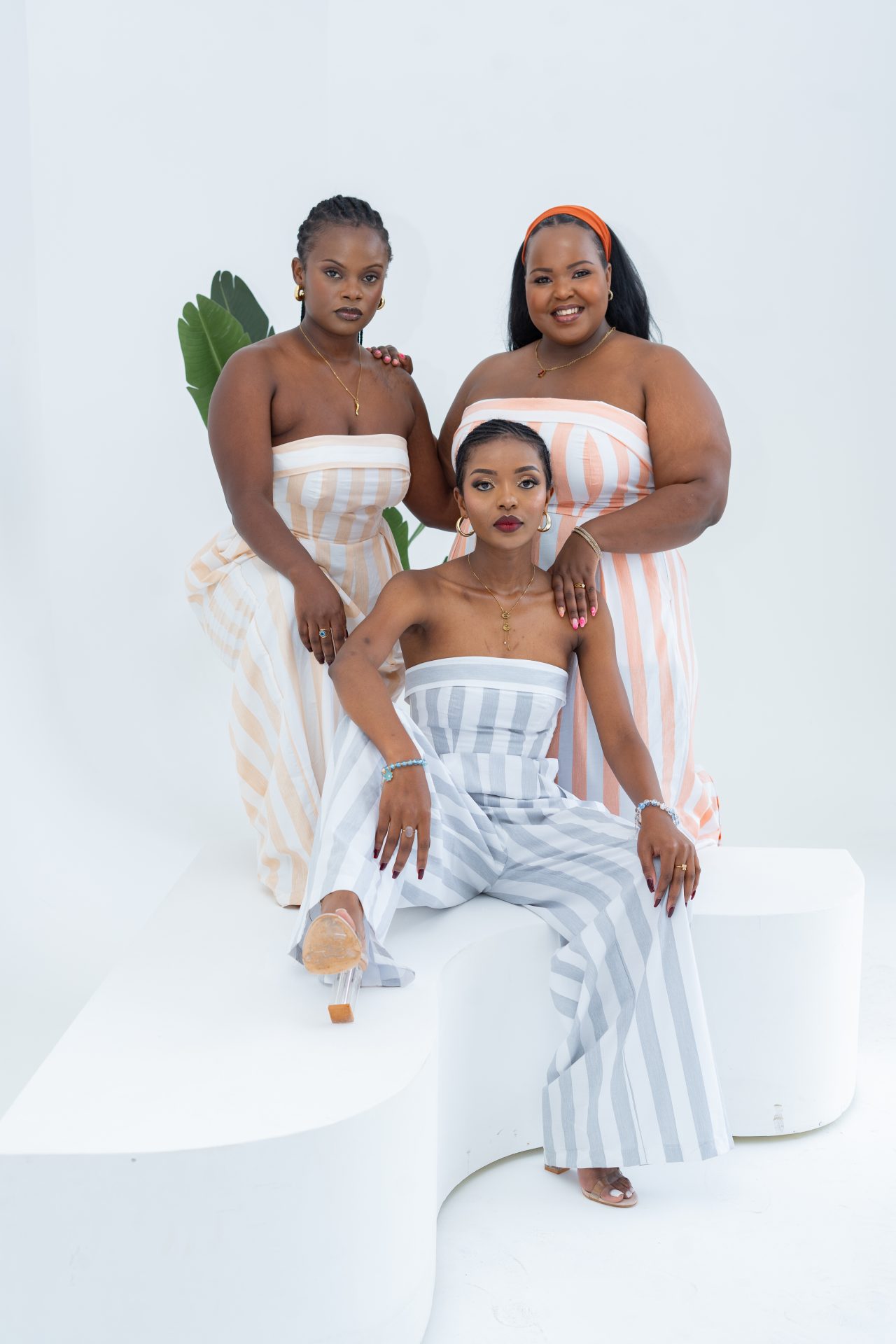 Pastel Striped Jumpsuit - Khaki