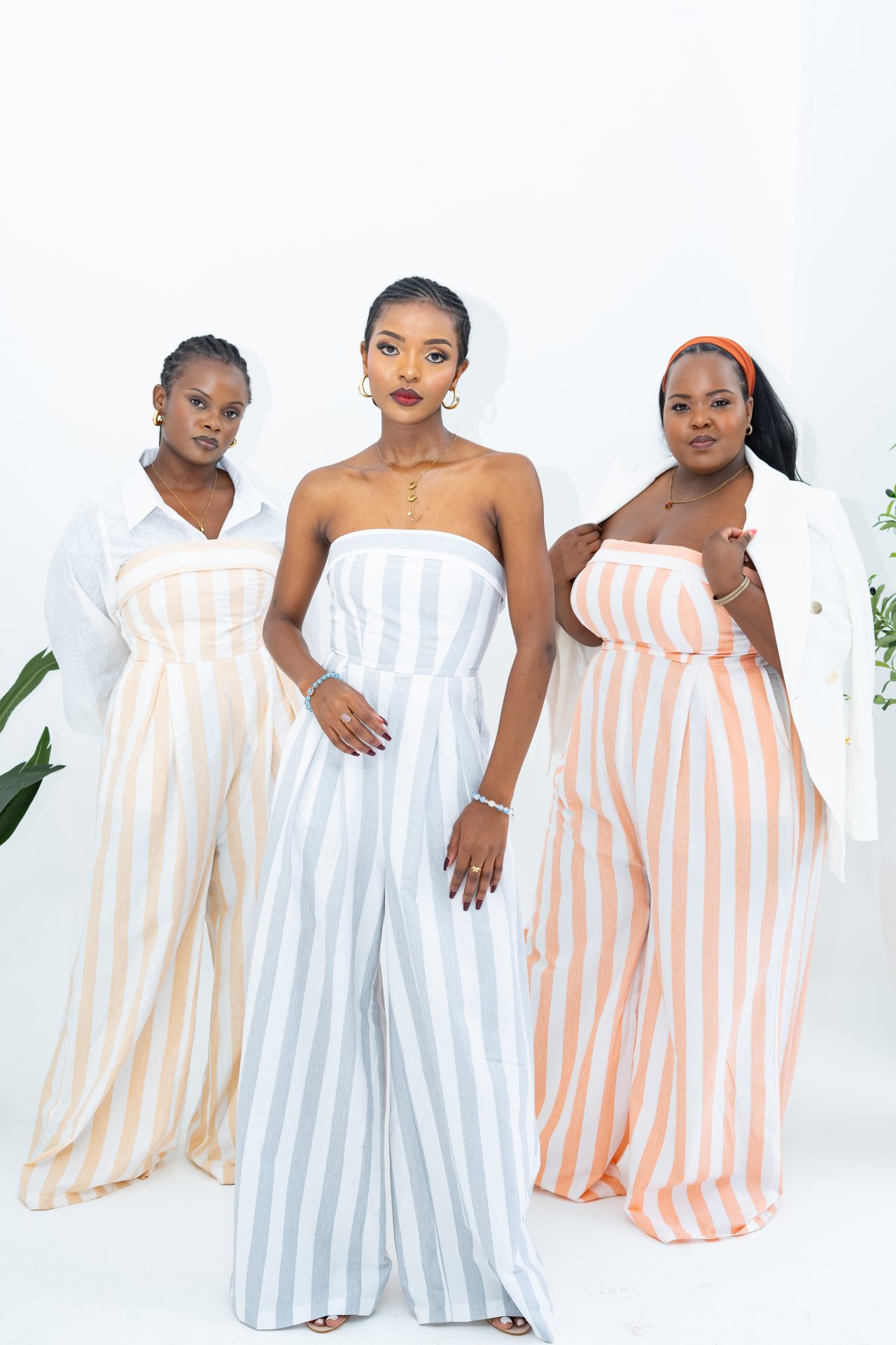 Pastel Striped Jumpsuit - Coral