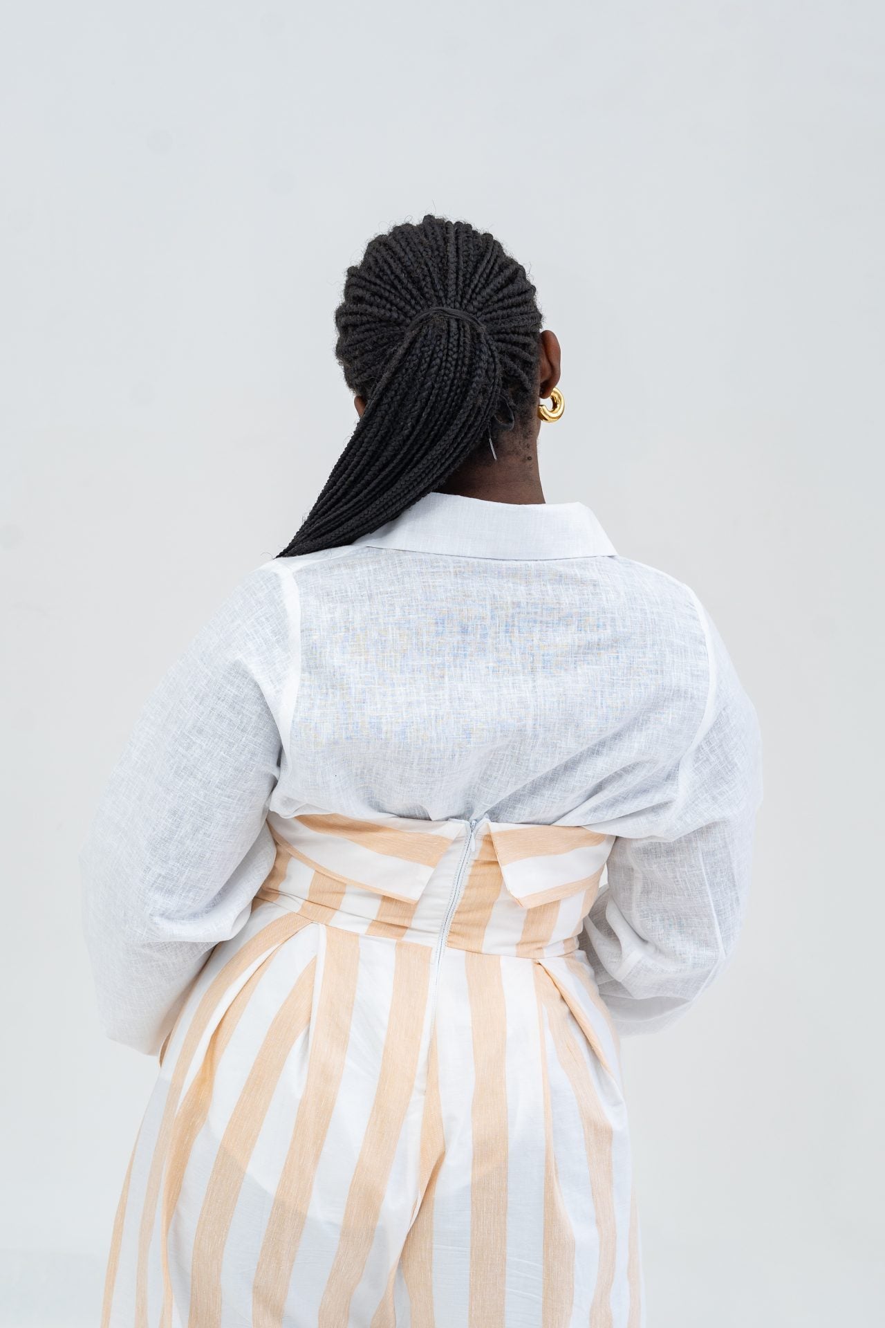 Pastel Striped Jumpsuit - Khaki