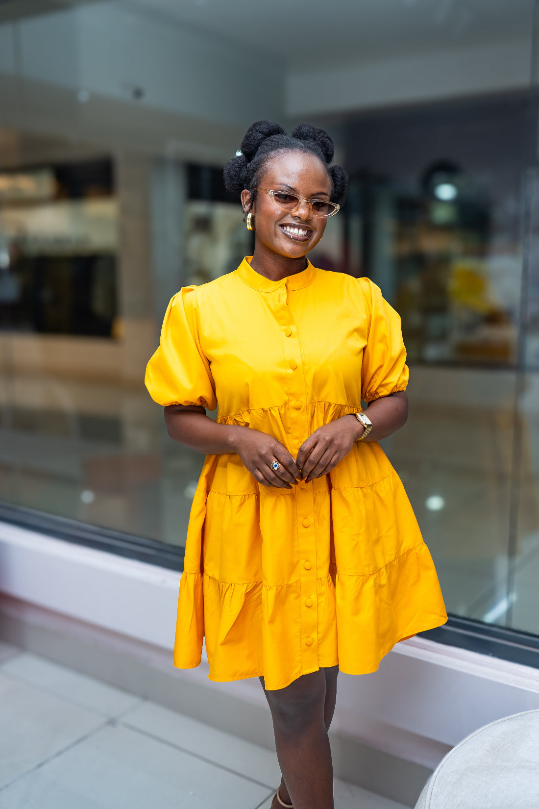 Noor button-down dress - Yellow