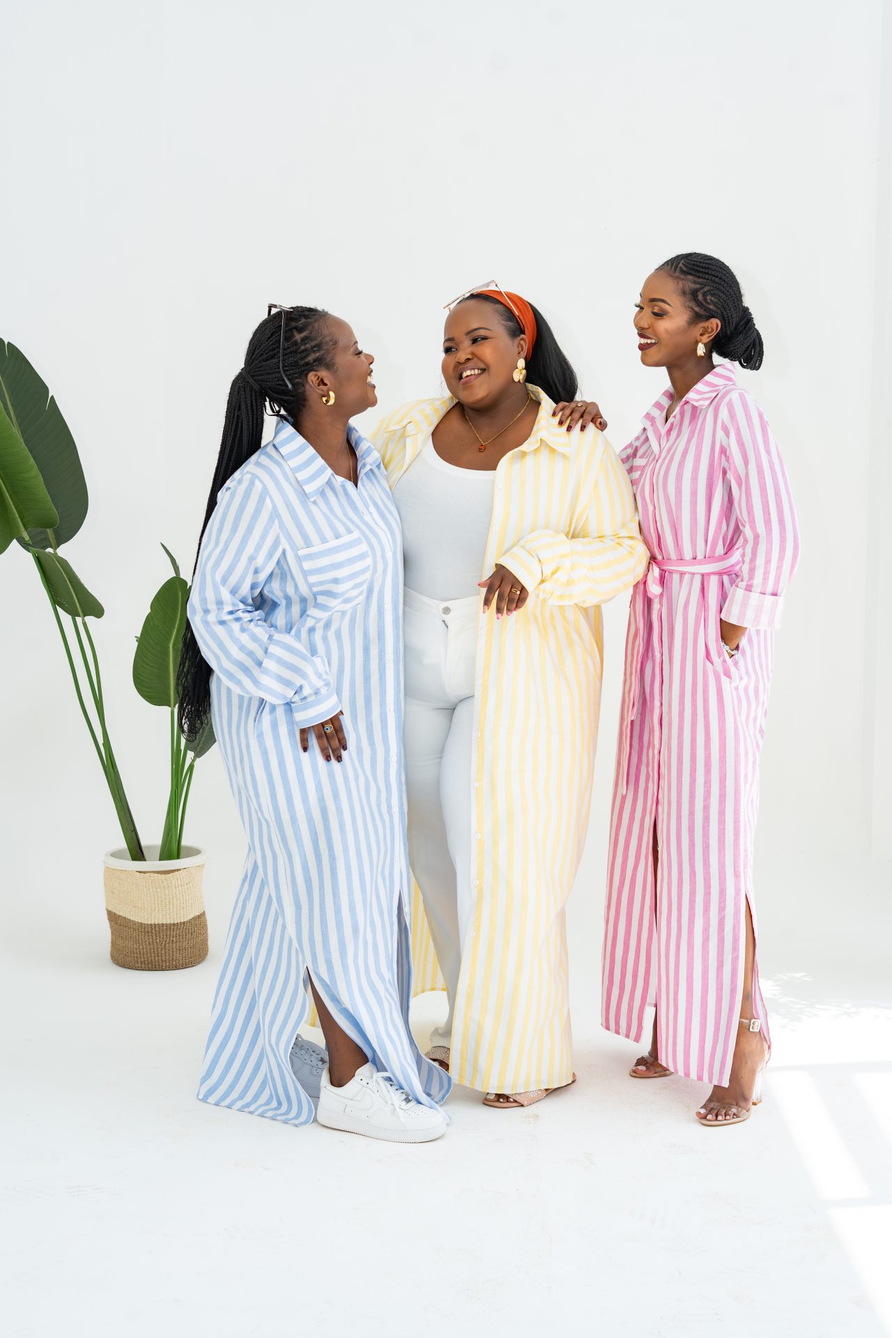 Pastel Striped Maxi Shirt Dress - Pink