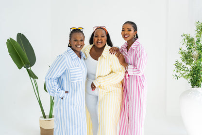 Pastel Striped Maxi Shirt Dress - Pink