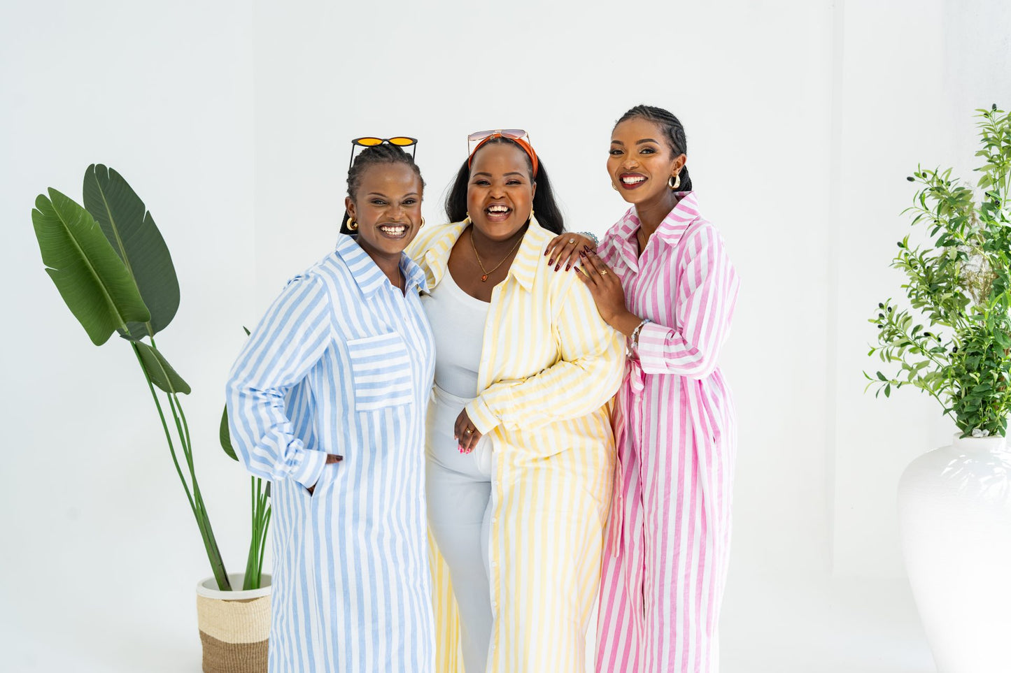 Pastel Striped Maxi Shirt Dress - Yellow