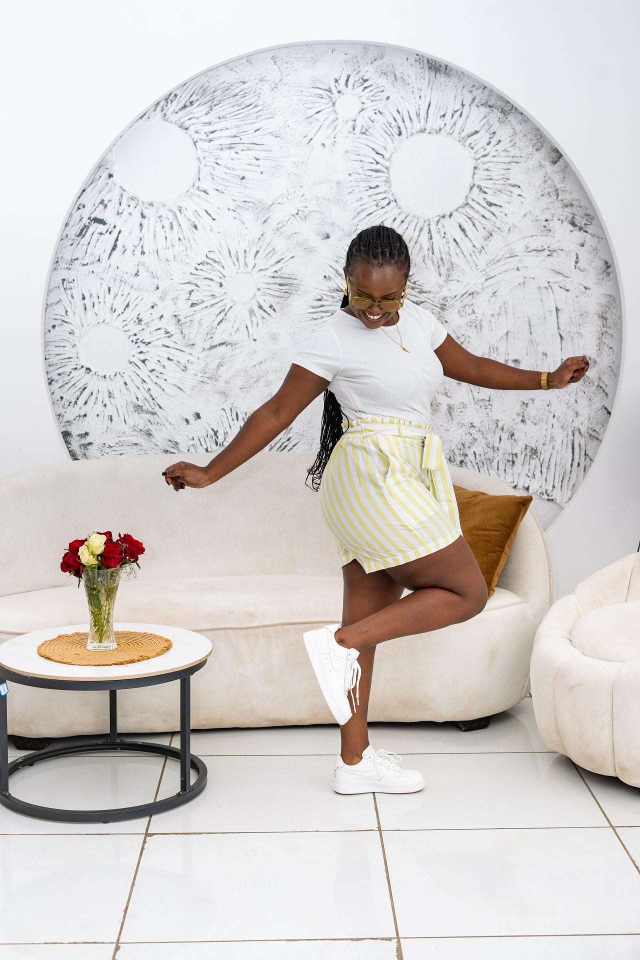 Pastel Striped Shorts - Lime