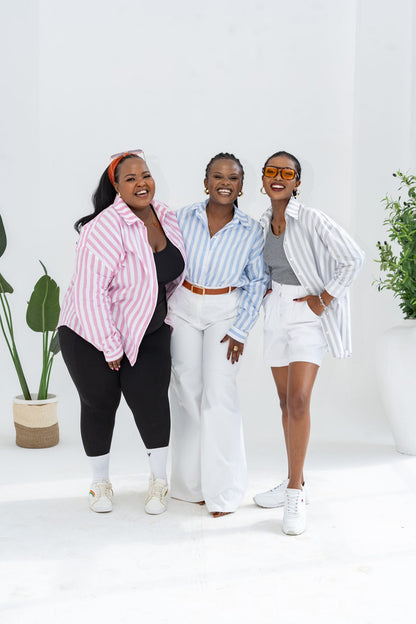 Pastel Striped Oversized Shirt - Pink