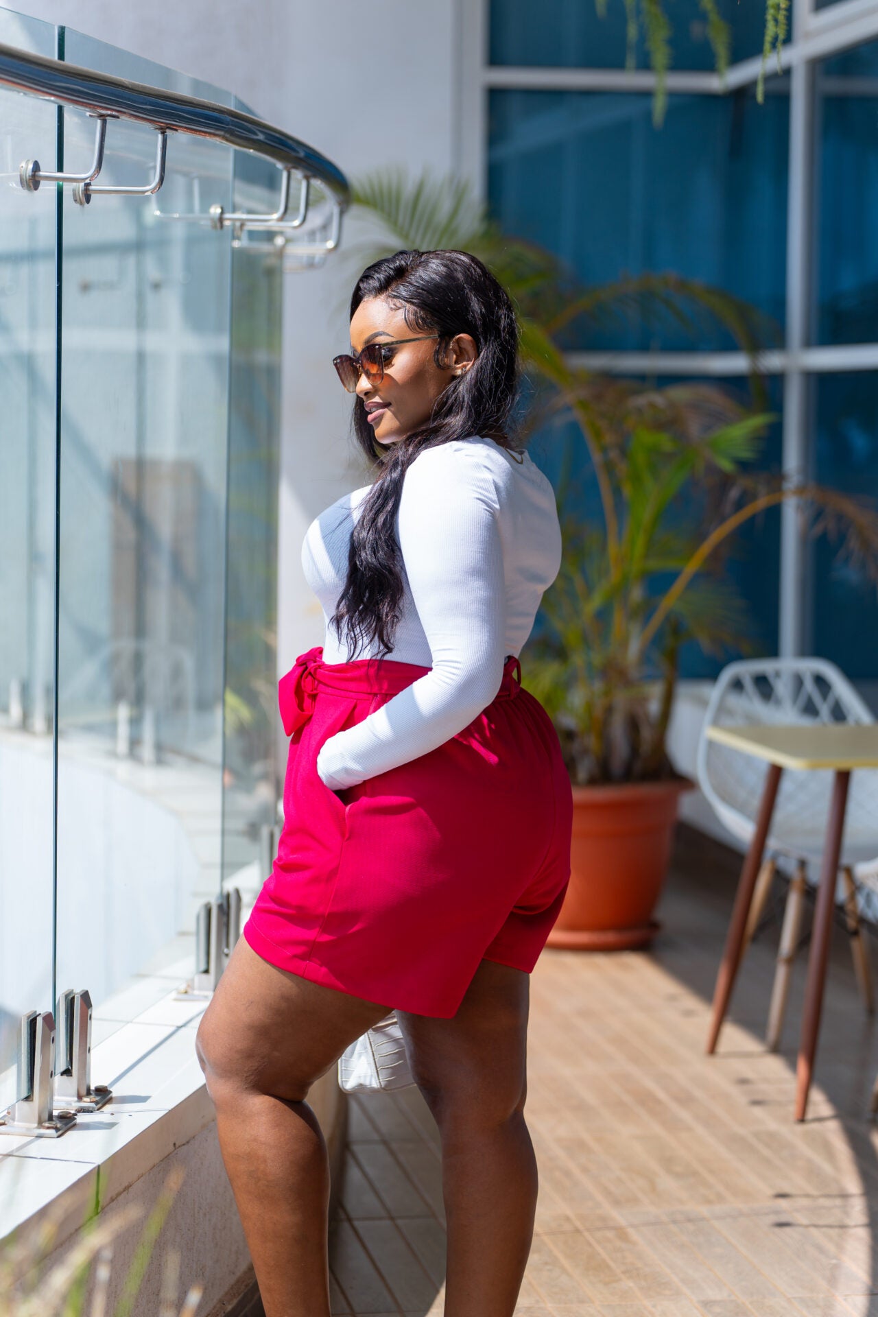 Palmer belted shorts - Hot Pink