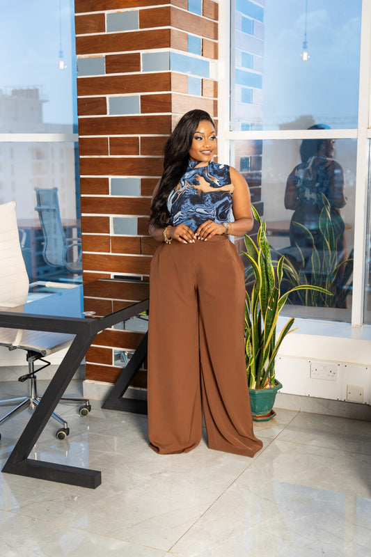 Zola high-waisted pants - Brown