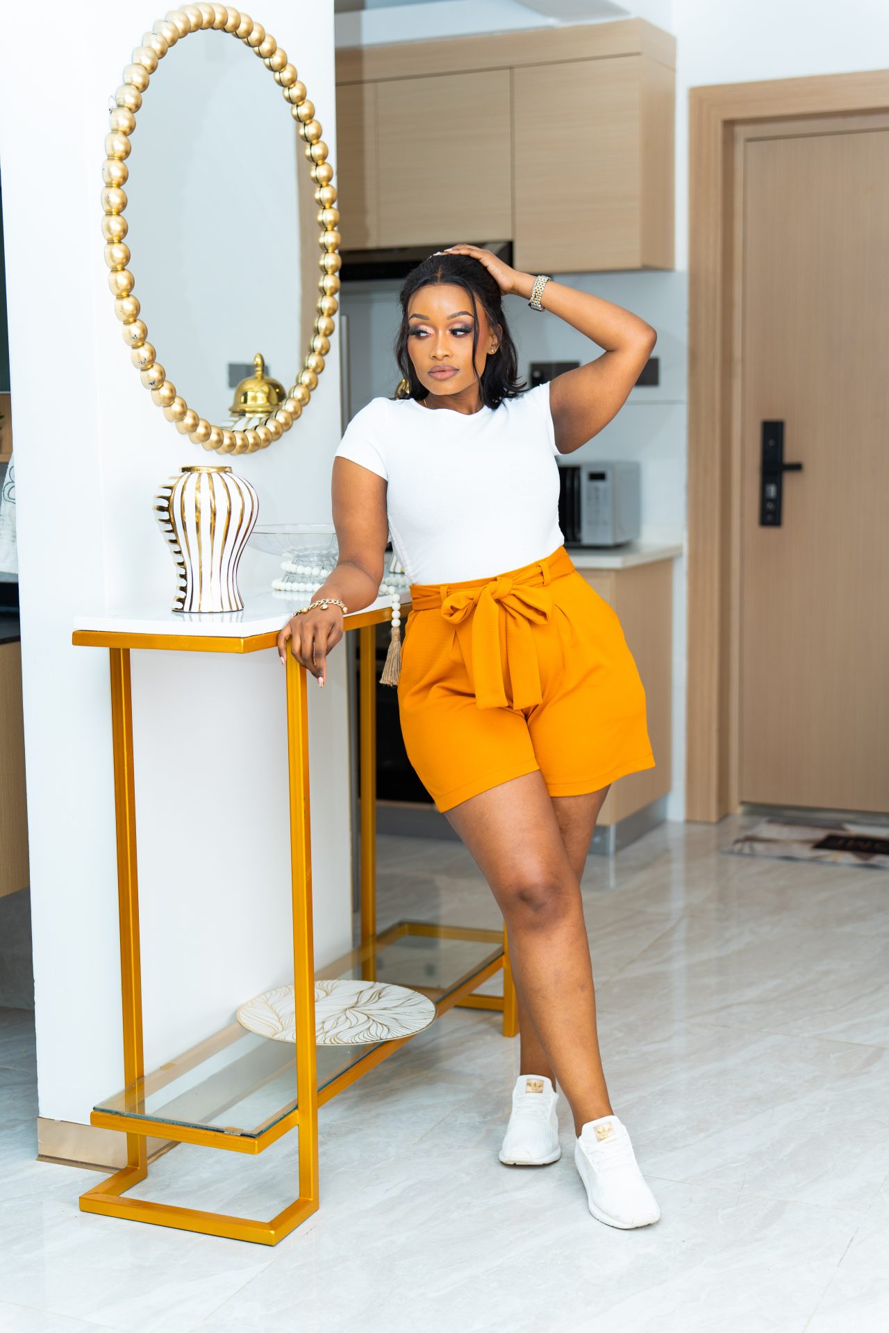 Palmer belted shorts - Mustard