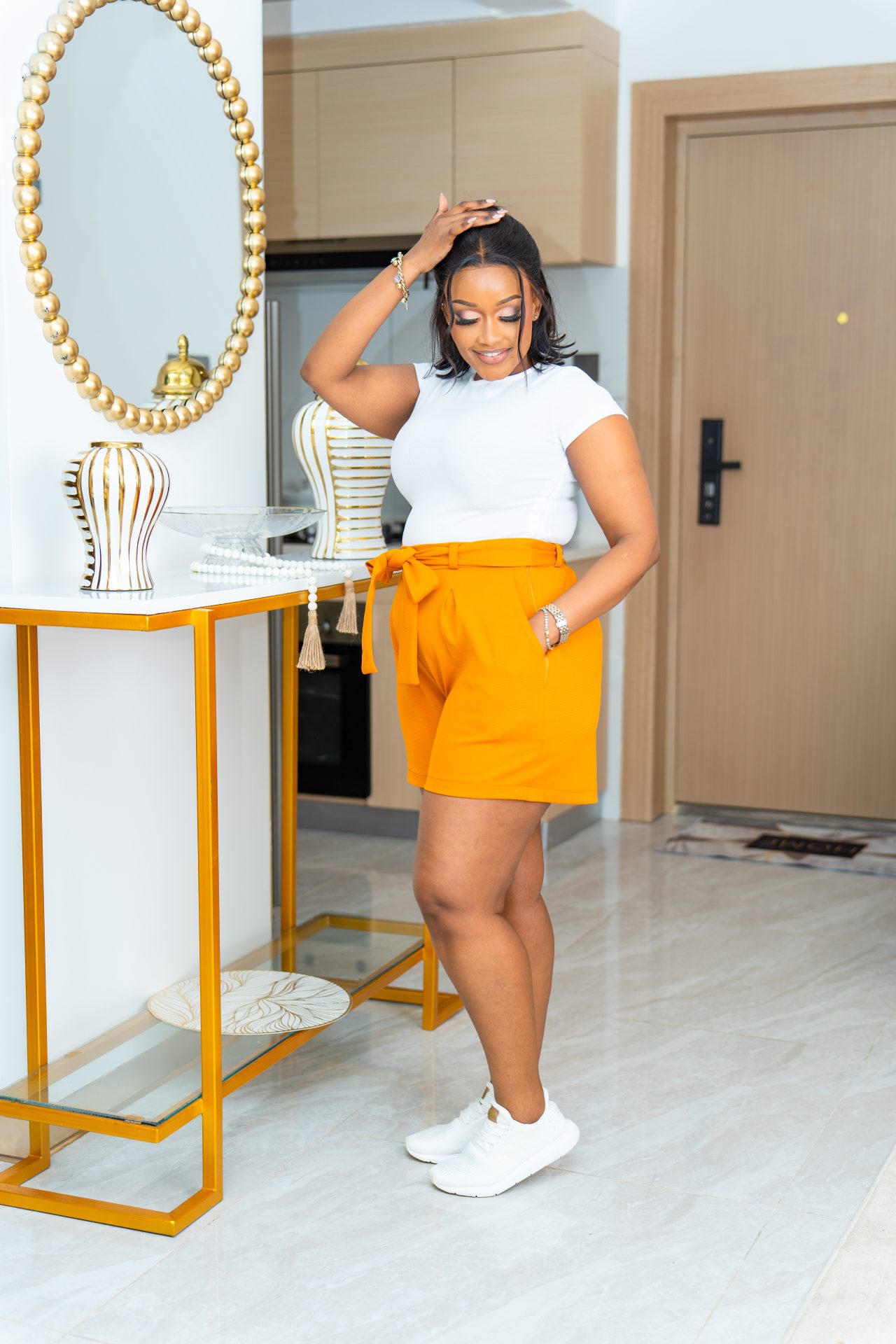 Palmer belted shorts - Mustard