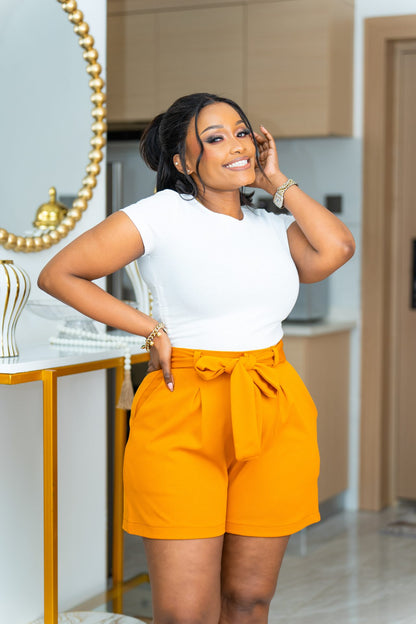 Palmer belted shorts - Mustard