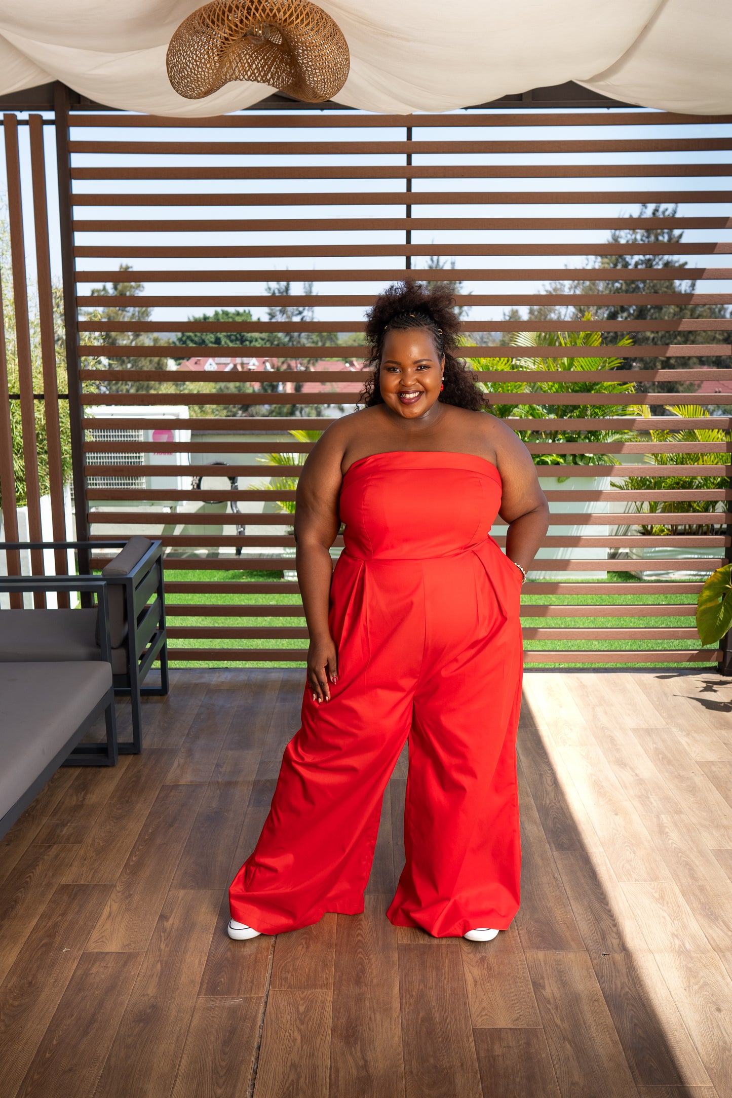 Aurora Strapless Jumpsuit - Red