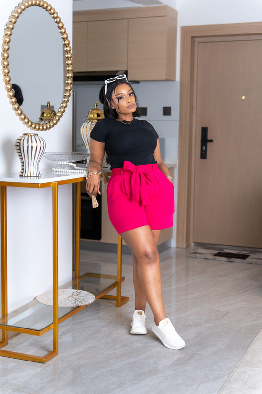 Palmer belted shorts - Hot Pink