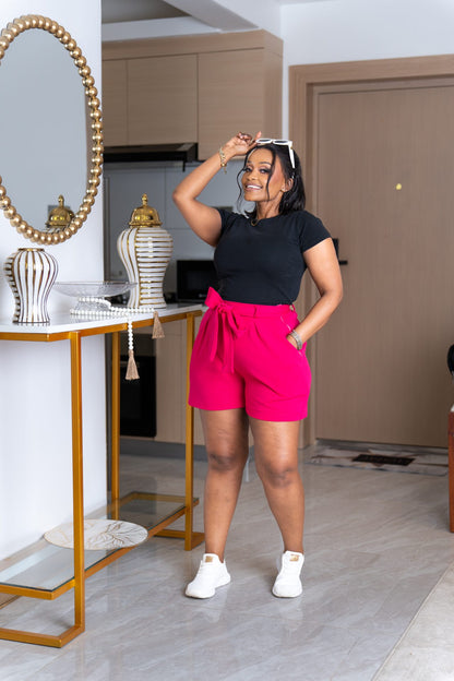 Palmer belted shorts - Hot Pink