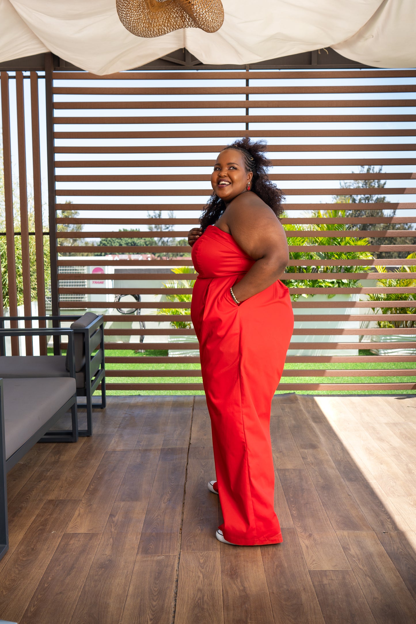 Aurora Strapless Jumpsuit - Red