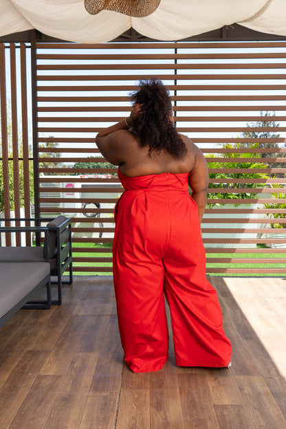 Aurora Strapless Jumpsuit - Red