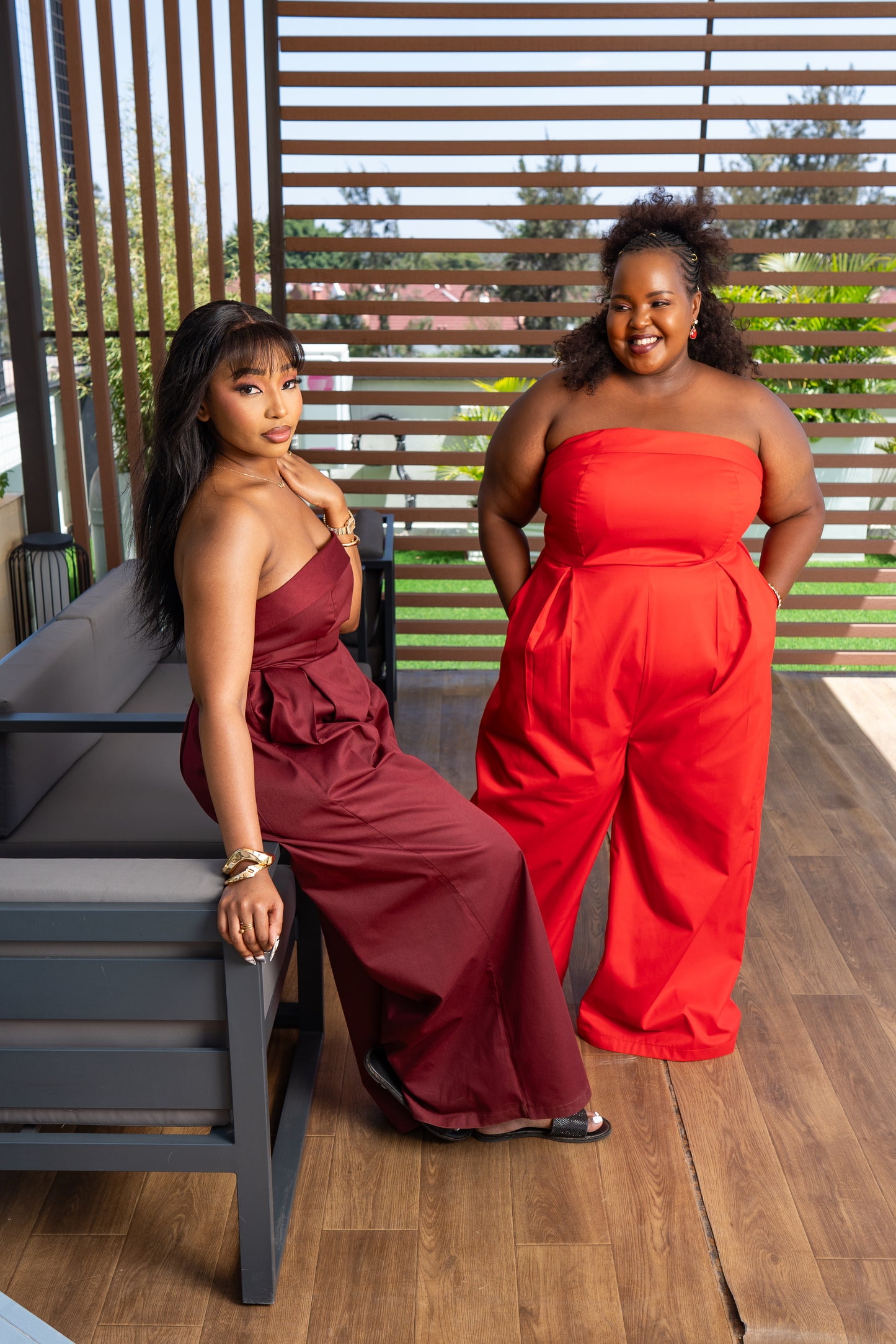 Aurora Strapless Jumpsuit - Burgundy