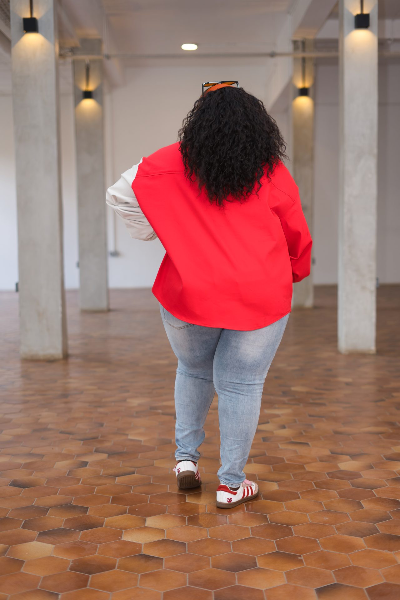 Regular Shacket - Red and Off-white