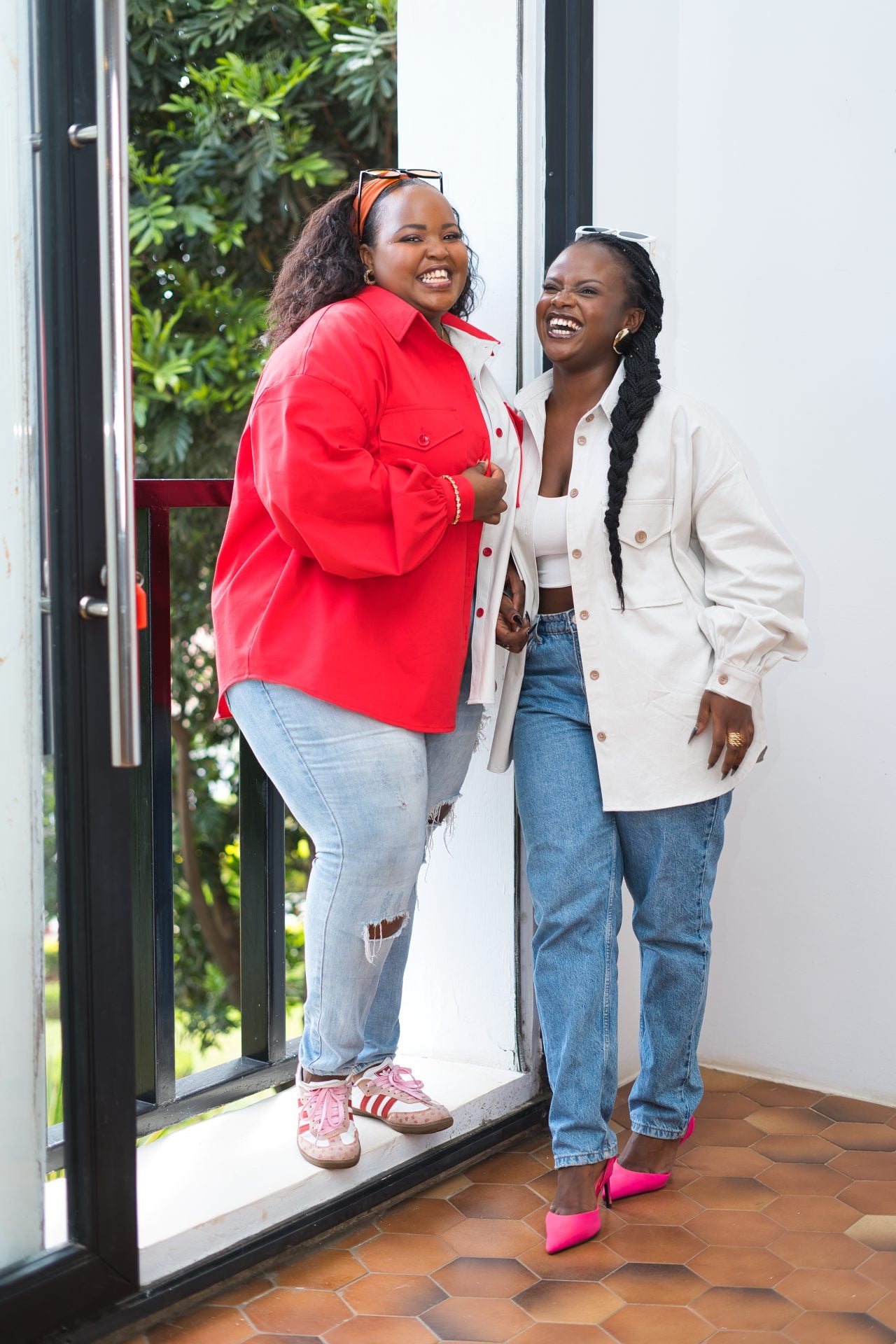 Regular Shacket - Red and Off-white