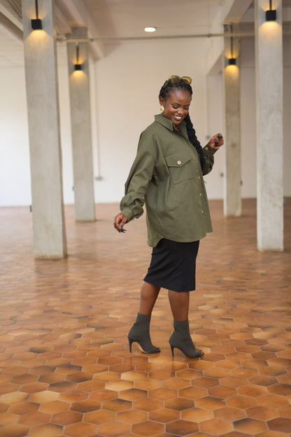 Regular shacket - Army green