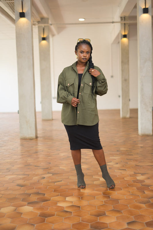 Regular shacket - Army green