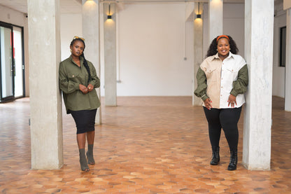 Regular Shacket - Army green, Beige and Off-white