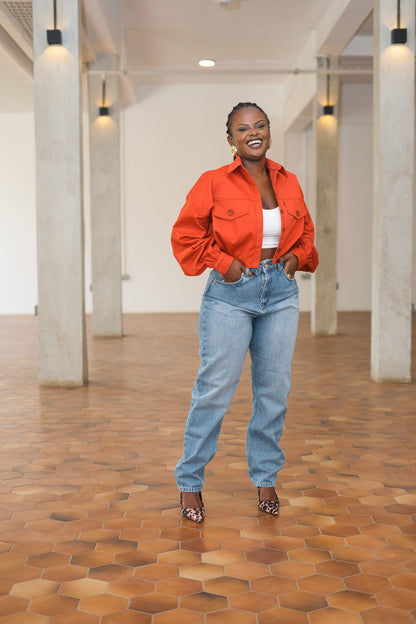 Cropped Shacket - Burnt Orange