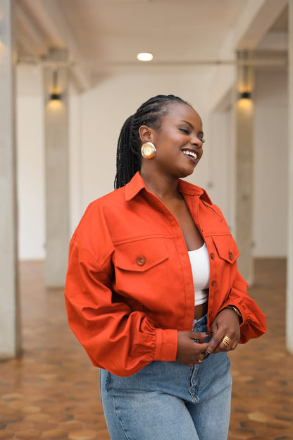 Cropped Shacket - Burnt Orange