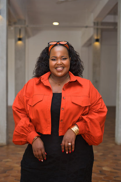 Cropped Shacket - Burnt Orange