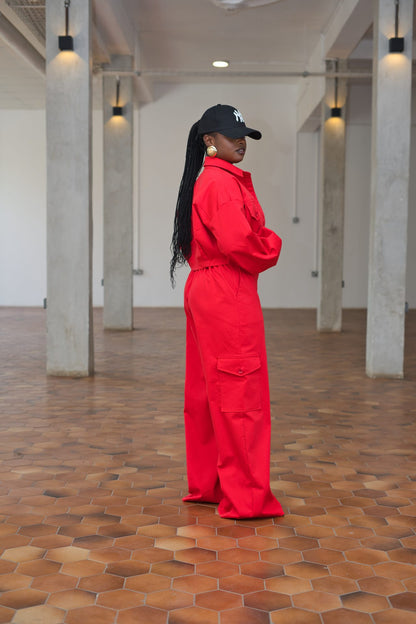 Cropped Shacket - Red