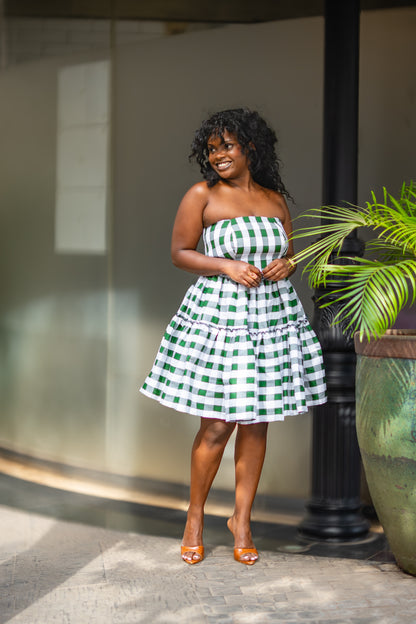 Gingham Strapless mini (Green)