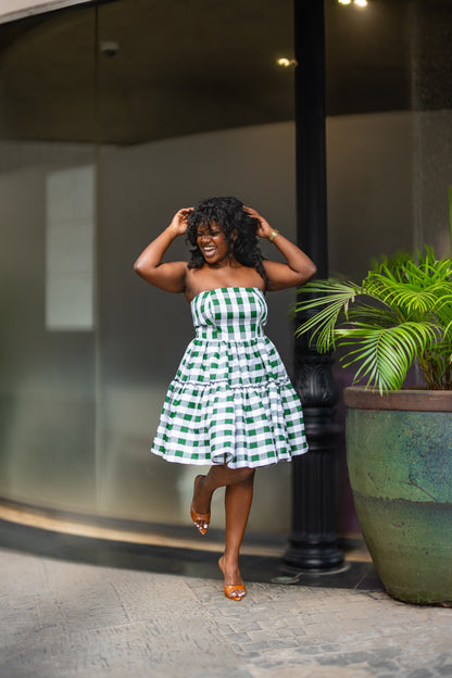 Gingham Strapless mini (Green)