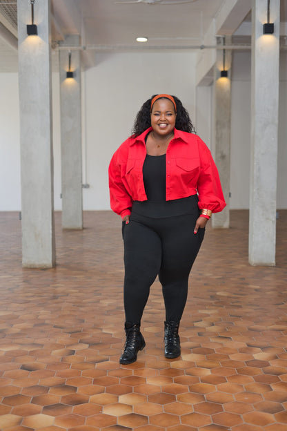 Cropped Shacket - Red