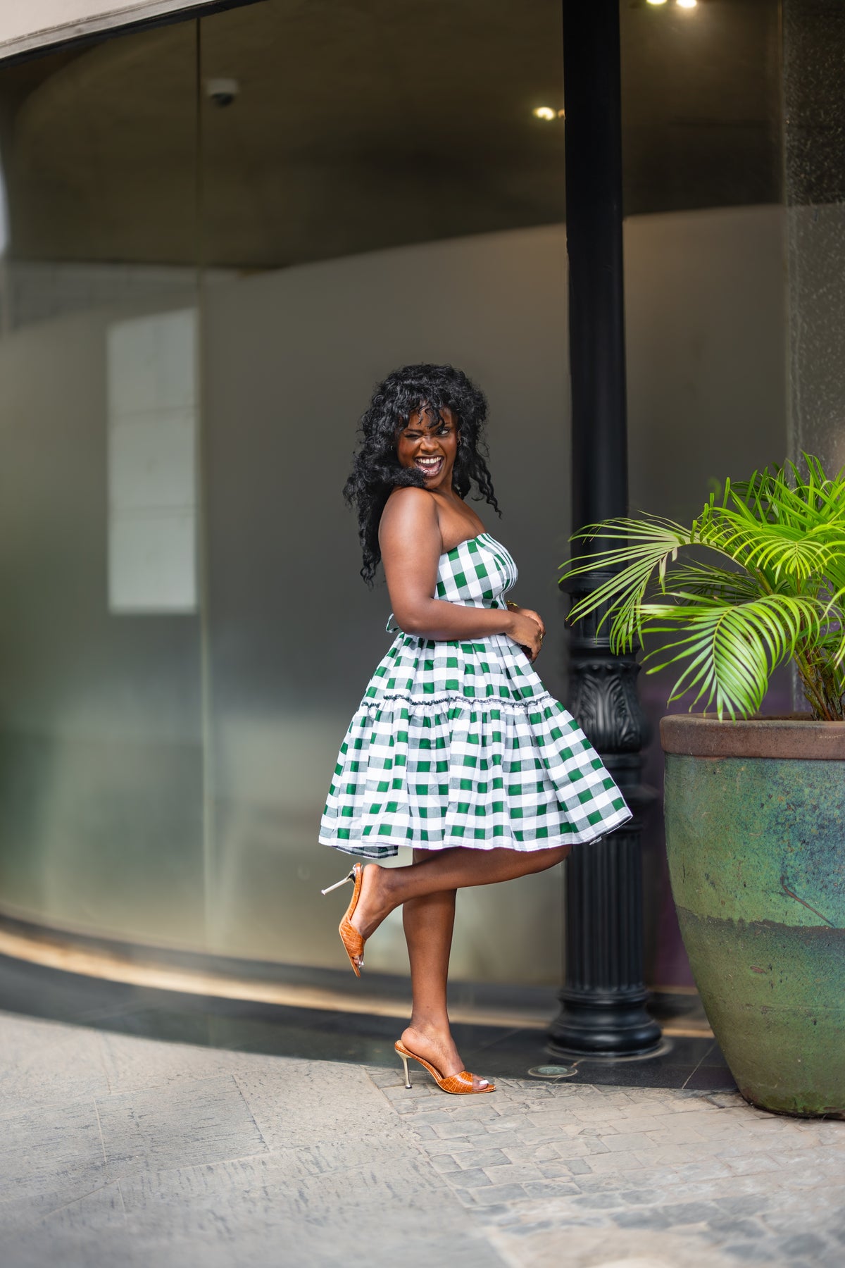 Gingham Strapless mini (Green)