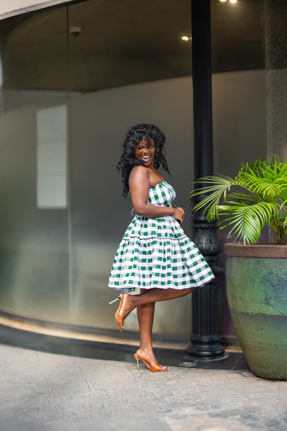 Gingham Strapless mini (Green)