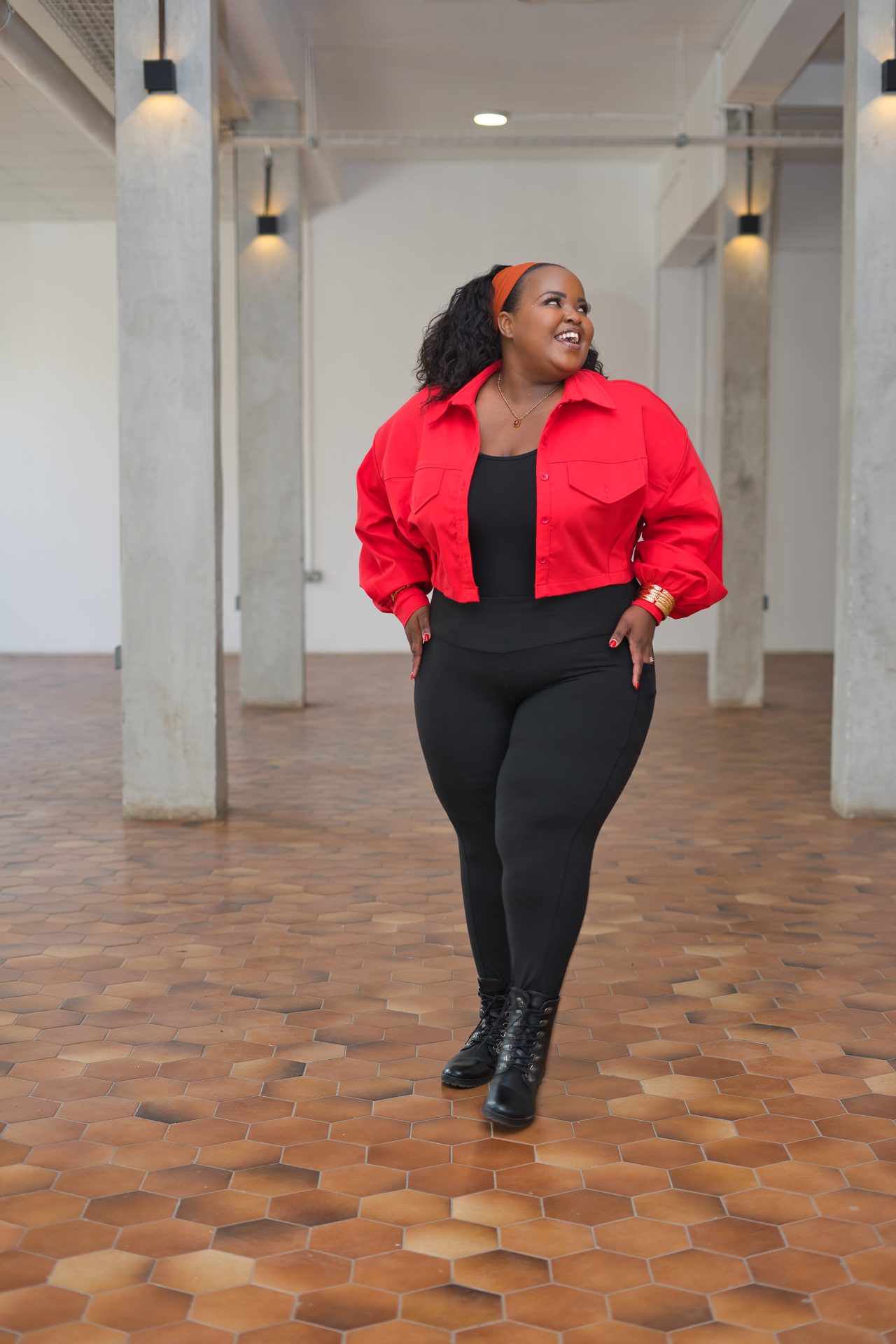 Cropped Shacket - Red