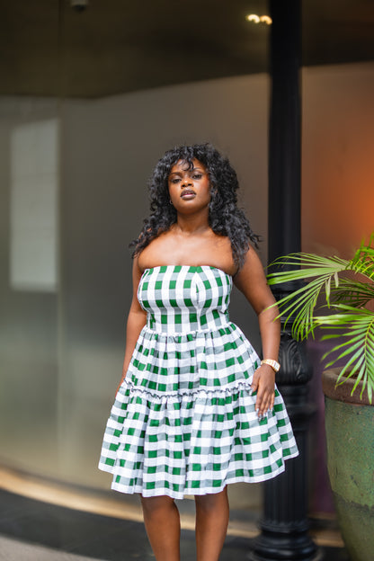 Gingham Strapless mini (Green)