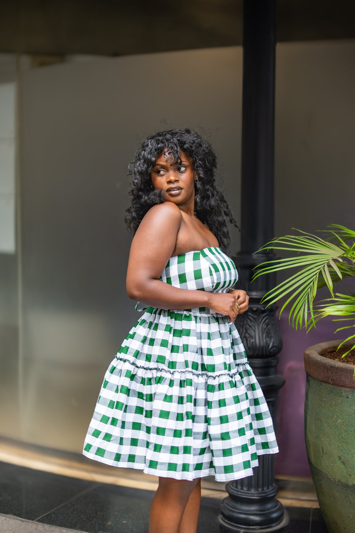 Gingham Strapless mini (Green)