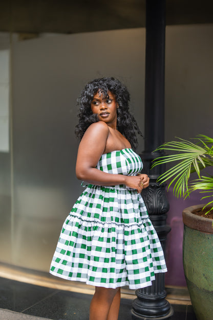 Gingham Strapless mini (Green)