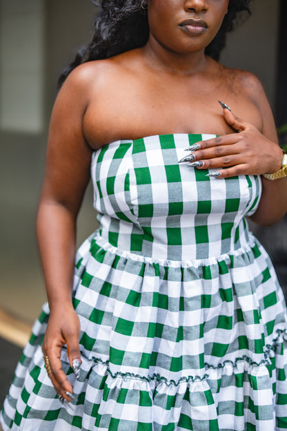 Gingham Strapless mini (Green)