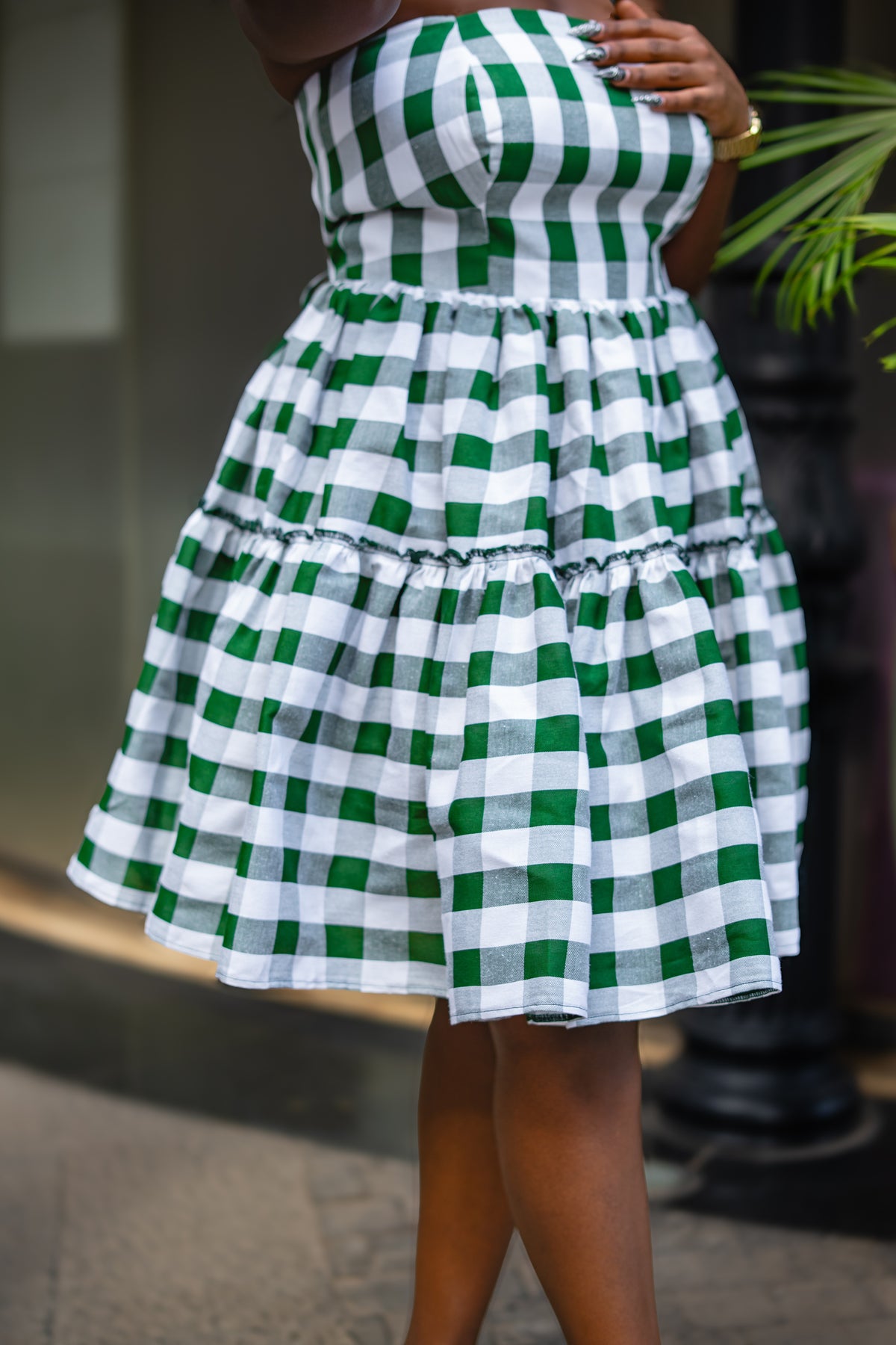Gingham Strapless mini (Green)