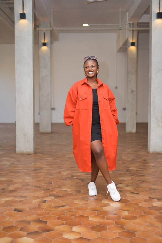 Midi Shacket - Burnt Orange