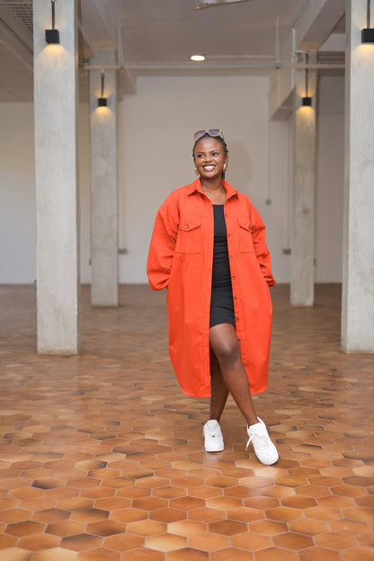 Midi Shacket - Burnt Orange