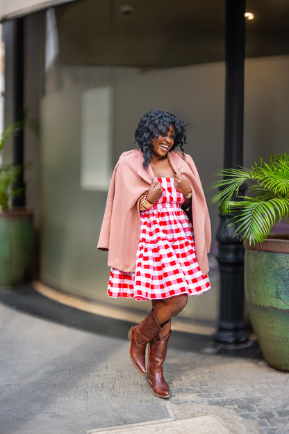 Gingham Strapless mini (Red)
