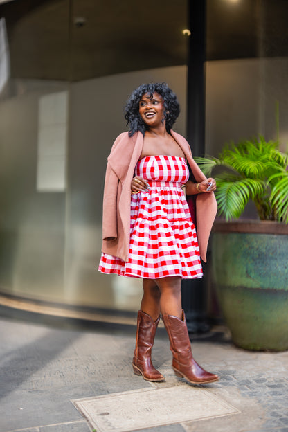 Gingham Strapless mini (Red)